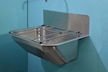365007 Edelstahl Waschtrog SOLID 650 mit Klapprost und Rückwand