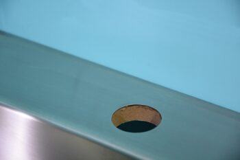 101073B Waschbecken Edelstahl Exclusiv Hahnlochbohrung unterfüttert